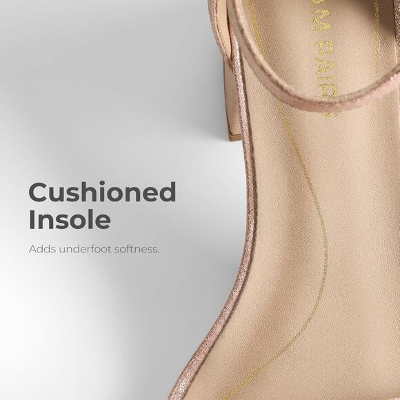 Dream Pairs Women's Champagne Chunky Block Heel Ankle Strap Sandals Shoes - Picture 5 of 8